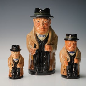 3pc Royal Doulton Winston Churchill Toby Jugs
