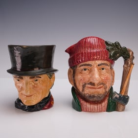 2pc Royal Doulton Character Jugs, Lumberjack D6610, John Peel D5612
