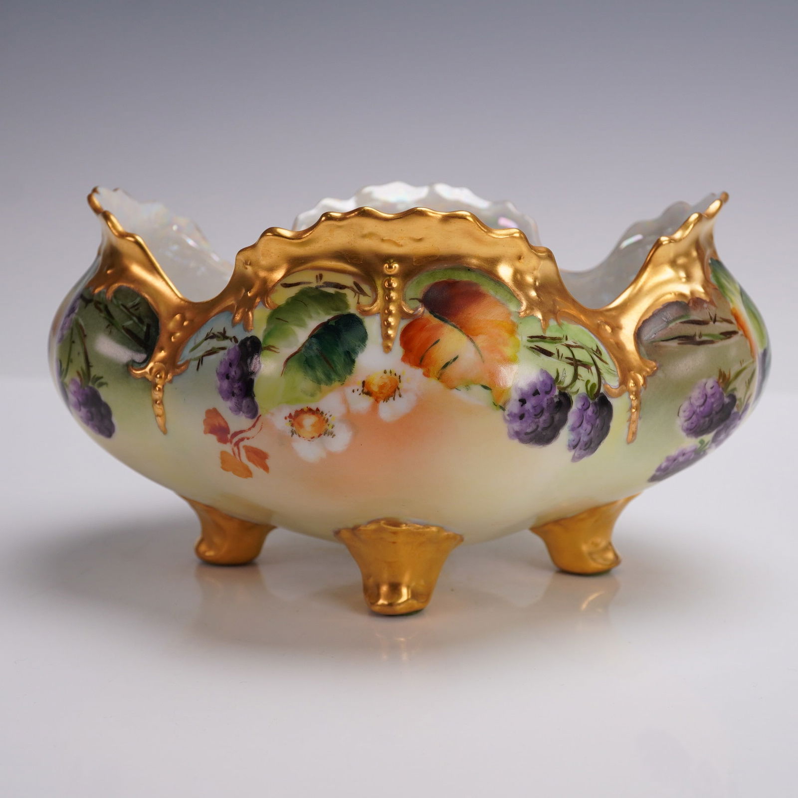 M.Z. Austria Porcelain Center Bowl, Blackberry and Floral Design (1 of 6)