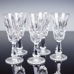 5pc Waterford Crystal Rosslare Pattern Sherry Glasses