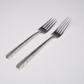 2pc Towle Sterling Silver Dinner and Salad Forks, Candlelight