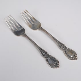 2pc Towle Sterling Silver Salad Forks, Charlemagne