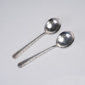 2pc Towle Sterling Silver Candlelight Round Bowl Soup Spoons
