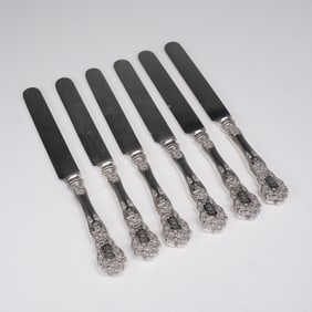 6pc Gorham Sterling Silver Buttercup Pattern Knives, Monogrammed