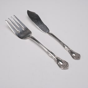 2pc Alvin Sterling Silver Chateau Rose Serving Utensils