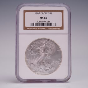 1999 American Silver Eagle Dollar Coin NGC Graded MS 69