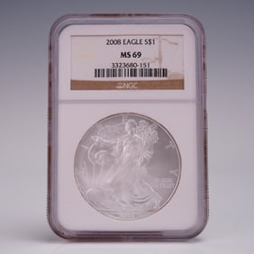2008 American Silver Eagle Dollar Coin NGC Graded MS 69