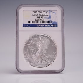 2010 American Silver Eagle First Release Dollar Coin NGC Graded MS 69
