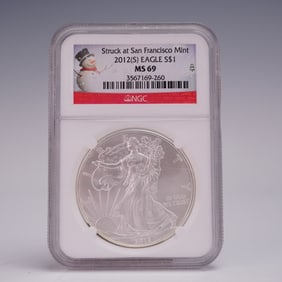 2012 (S) American Silver Eagle Dollar Coin NGC Graded MS 69