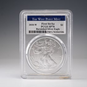 2018-W Burnished American Silver Eagle Dollar Coin PCGS Graded SP 70