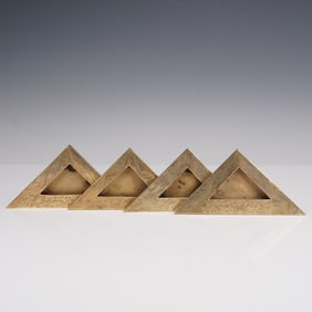 Set of Four Brass Engraved Book Corners