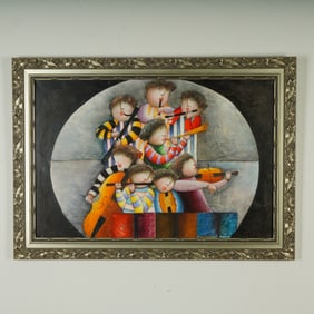 Joyce Roybal, Original Oil on Canvas, Joyful Ensemble, Signed