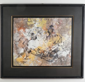 Josef Jackerson, Abstract Watercolor and Ink on Paper, Signed