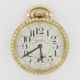 American Waltham Watch Co. Vanguard Montgomery Dial LS 10K RGP Pocket Watch