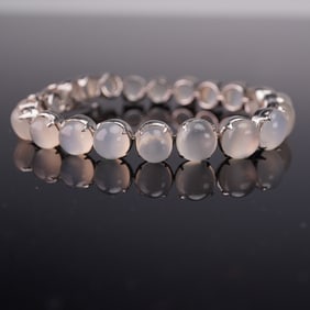 Moonstone and Silver-tone Link Bracelet