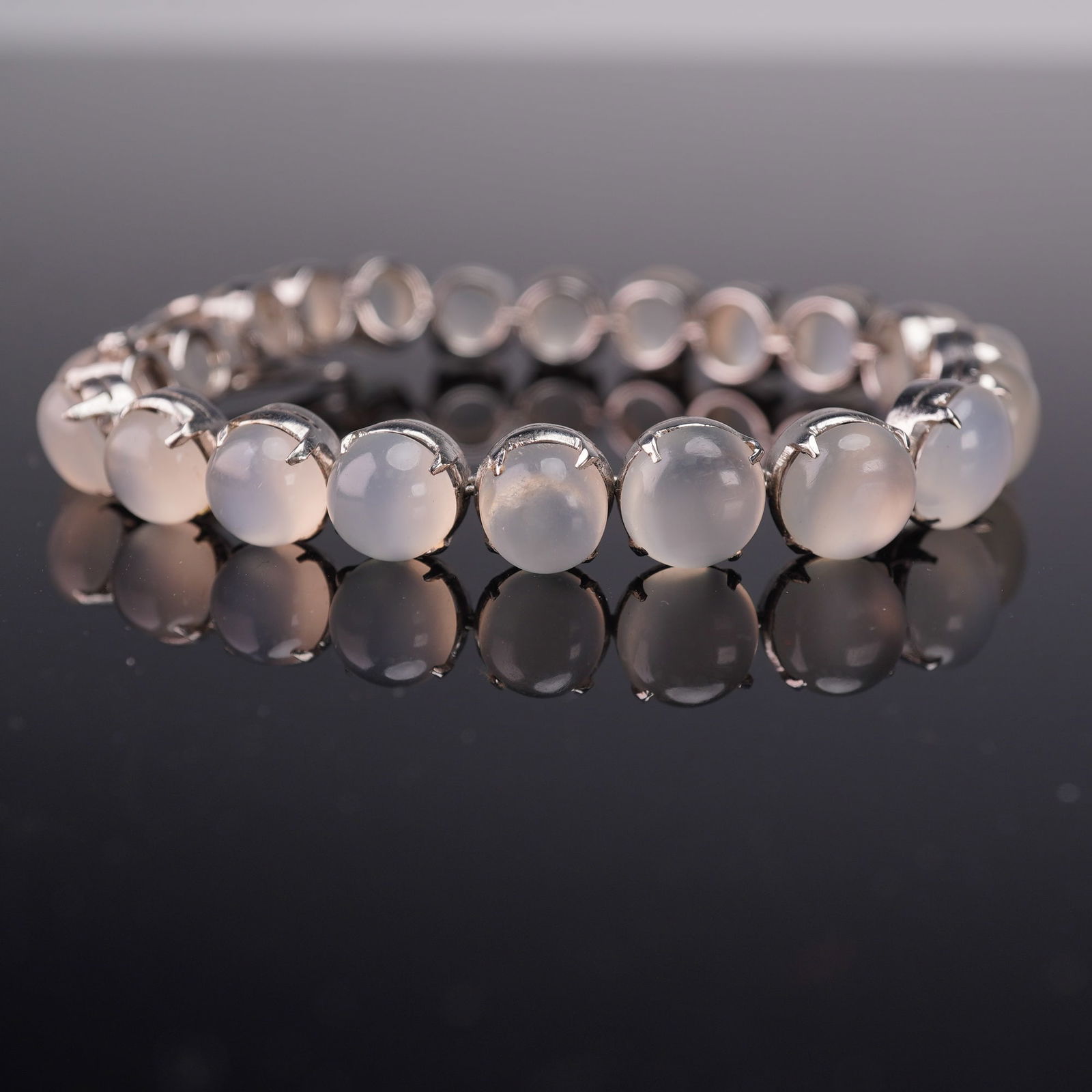Moonstone and Silver-tone Link Bracelet (1 of 4)