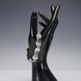 Sterling Silver Bracelet with Oval Hematite Stones