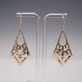 925 Mexico Silver Earrings with Abalone Inlay