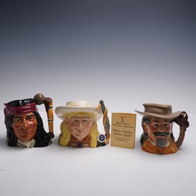 3pc Royal Doulton Odd Size Wild West Collection Character Jugs
