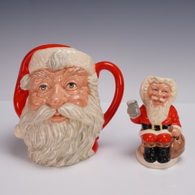 2pc Royal Doulton Character and Toby Jug, Santa Claus and Father Christmas