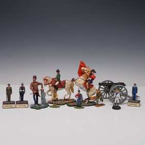 11pc Mixed Military Toy Figure Set Featuring Napoleon and Penn Craft Cannon