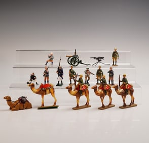 15pc Painted Metal Military Figures and Camels with Weapons