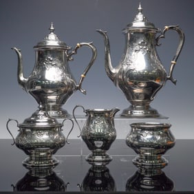 5pc Alvin Sterling Silver Coffee and Tea Service, Model S192-1