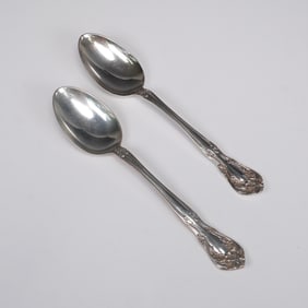 2pc Alvin Sterling Silver Dessert Spoons, Chateau Rose