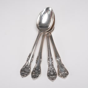 4pc Gorham and Alvin Chateau Rose Sterling Silver Teaspoon Set