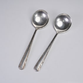 2pc Towle Sterling Silver Candlelight Round Bowl Soup Spoons