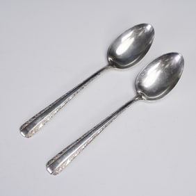 2pc Towle Sterling Silver Dessert/Oval Soup Spoons, Candlelight