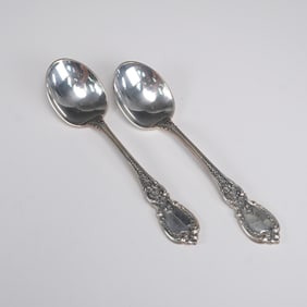 2pc Towle Sterling Silver Soup Spoons, Charlemagne