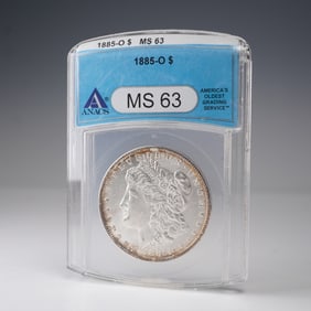 1885-O Morgan Dollar Silver Dollar Coin ANACS Graded MS 63