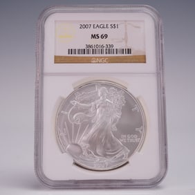 2007 American Silver Eagle First Release Dollar Coin NGC Graded MS 69