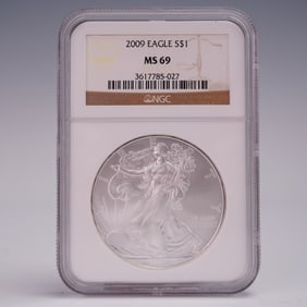 2009 American Silver Eagle Dollar Coin MSG Graded MS 69