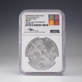 2016-W Burnished American Silver Eagle Dollar Coin NGC Graded MS 70