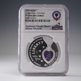 2022-W Purple Heart 1oz Silver Dollar NGC PF 69 UCAM Colorized