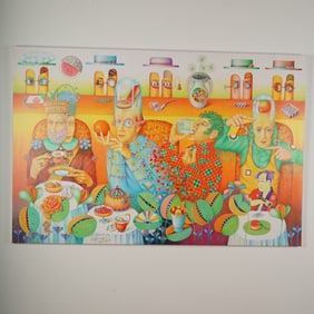Igor Tulipanov, Artist Proof Giclee on Canvas, Surrealist Tea Scene, Signed
