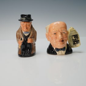 2pc Royal Doulton Small Character Jug and Toby Jug, Winston Churchill