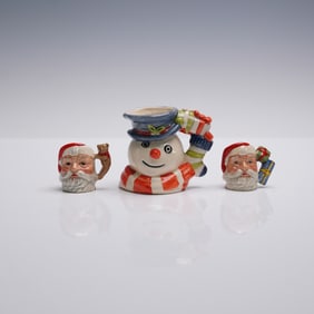 3pc Royal Doulton Small-Tiny Jugs - Snowman D7124 & Santa D7020, D7060