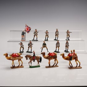 13pc British Toy Soldier Colonial Camel and Rifle