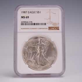 1987 American Silver Eagle Dollar Coin NGC Graded MS 69