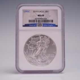 2010 American Silver Eagle Dollar Coin NGC Graded MS 69