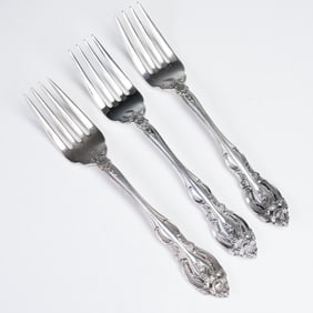 3pc Gorham Sterling Silver Individual Salad Forks, La Scala