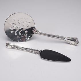 2pc Gorham Chantilly Sterling Silver Handled Tomato Server & Cheese Server