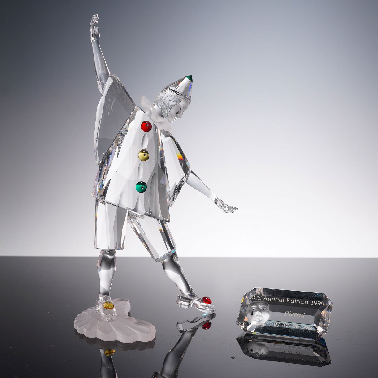 2pc Swarovski Crystal Figurines, Pierrot 230586 and Plaque (1 of 9)