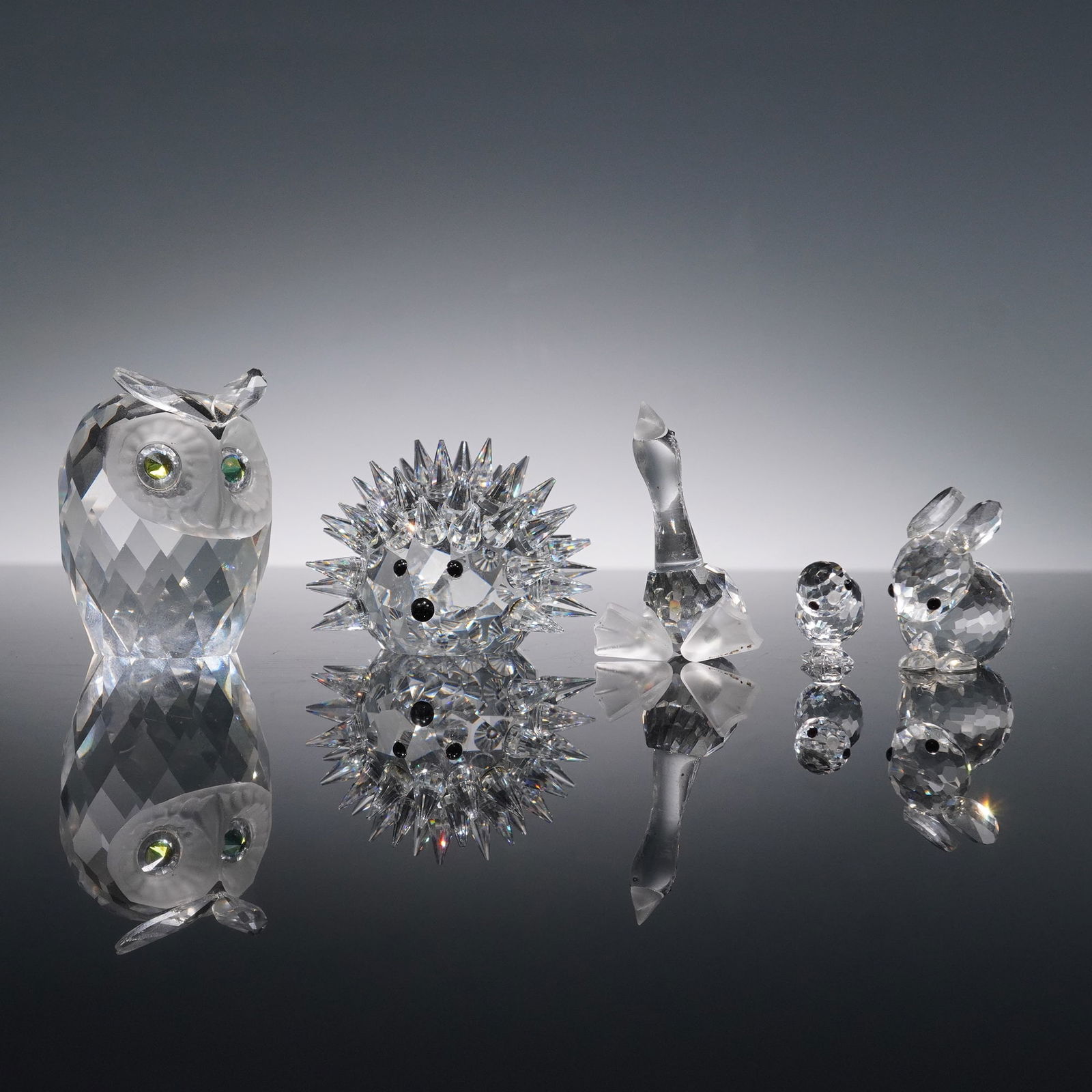 5pc Swarovski Crystal and Cut Glass Animal Figurines (1 of 6)