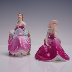 2pc Coalport Bone China Figurines, Including Debutantes in Love and Barbara