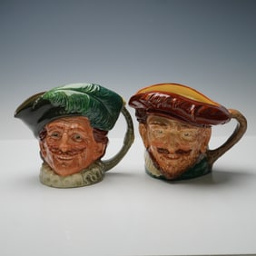 2pc Royal Doulton Large Character Jugs, Cavalier D6114 & Drake D6115
