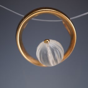 Lalique Frosted Crystal Orb Gold-Plated Pendant